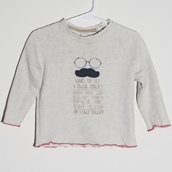Zara Magic Magician Trick Mustache Waffle Knit Shirt 12-18m - Picture 1 of 4